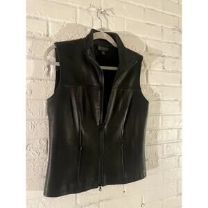 Vintage Classiques Entier Leather & Merino Wool Zip Vest Size M